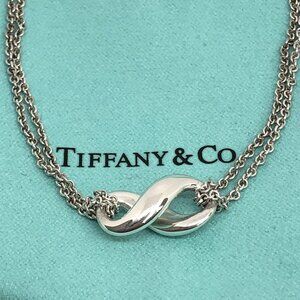 Tiffany & Co. Sterling Silver 925 Elsa Peretti Infinity Pendent Double Necklace